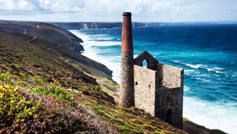 An old mine in Cornwall on the coast.