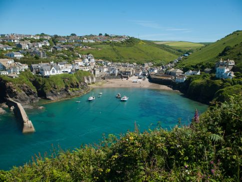 Port Isaac in Cornwall, as seen from the coastal path.