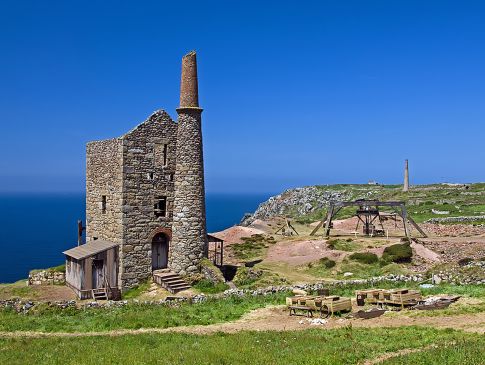 Poldark's Mine overlooking the sea on the Cornish coast