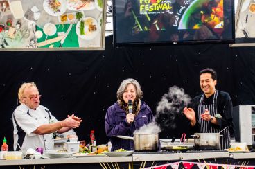 A cooking demonstration at a Cornwall food festival.