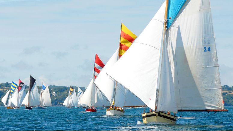 Scores of sail ships at Falmouth Sailing Regatta.