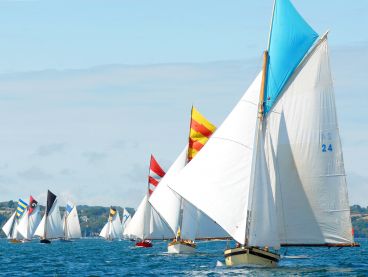 Dozens of sailing ships at Falmouth Sailing Regatta.