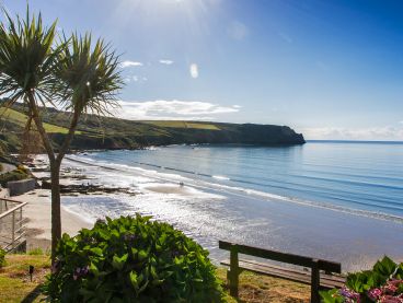 The sparkling sea of Carne Bay Beach, south Cornwall.