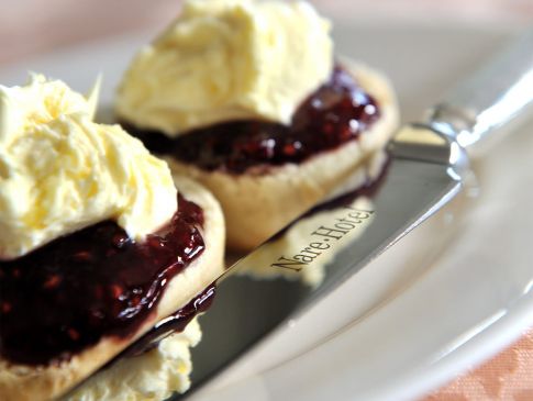 Scones with jam and cream.