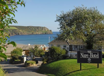 The entrance to the Nare hotel, perched above Carne Beach.