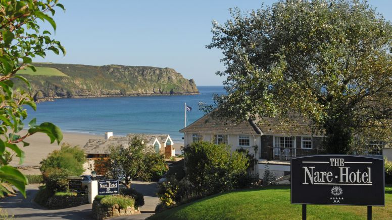 The entrance to the Nare hotel, perched above Carne Beach.