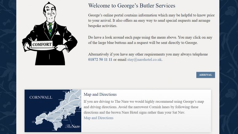 Screenshot of George the Butler's online portal