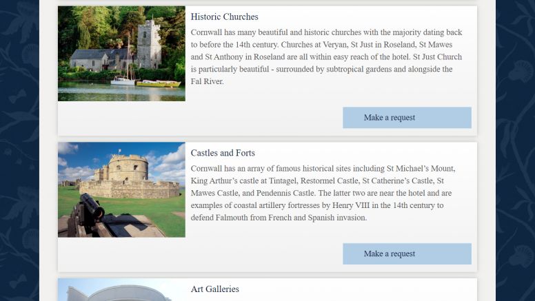 A screenshot of the recommended day visits page in George's online portal 