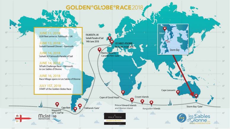 The map and route for the 2018 Golden Globe Race.