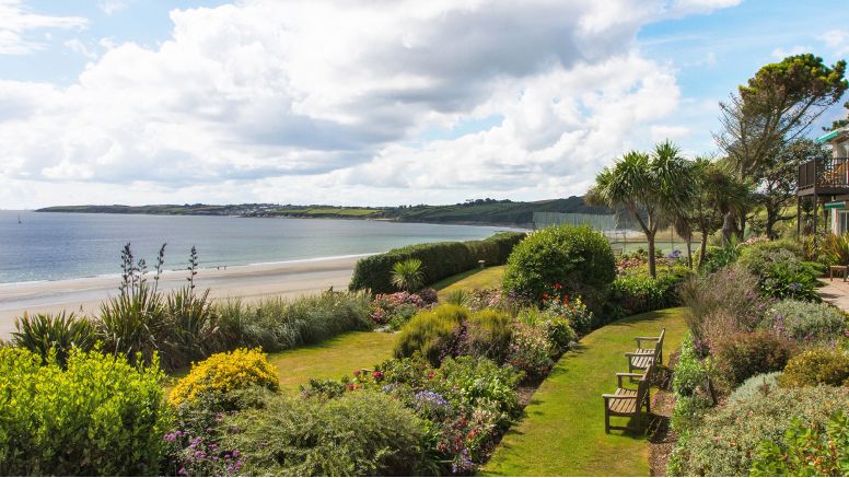 The sea-view gardens at The Nare.