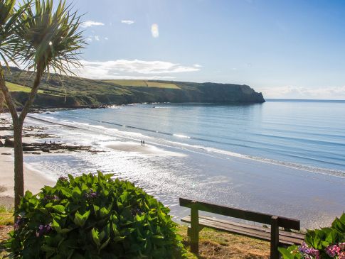 A view of Carne beach from the hotel gardens.