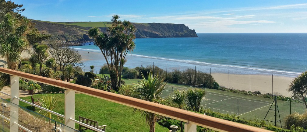 The view towards Nare Head from a balcony at The Nare Hotel