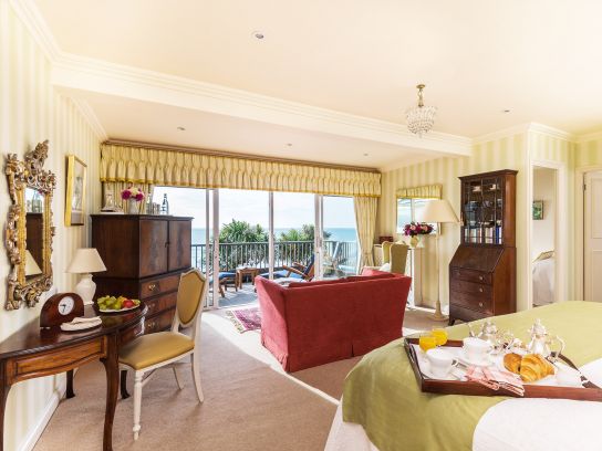 A sea view hotel room at The Nare.