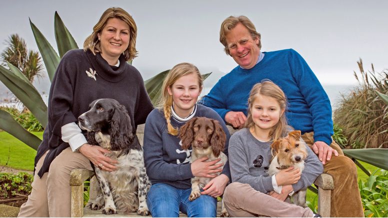 The Ashworth family with their dogs.