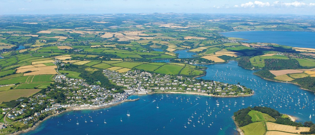 An aerial view of The Roseland, Cornwall.